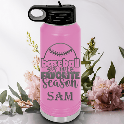 Light Purple Baseball Water Bottle With Season Of Home Runs Design