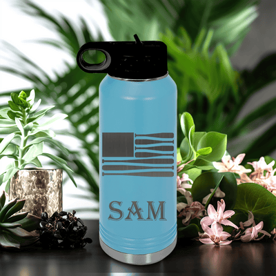 Light Blue Baseball Water Bottle With Star Spangled Bats Design