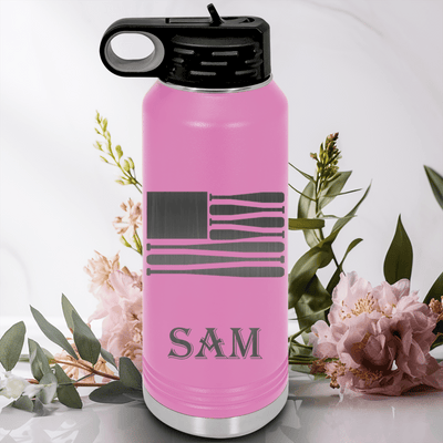 Light Purple Baseball Water Bottle With Star Spangled Bats Design