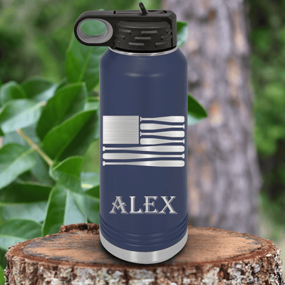 Navy Baseball Water Bottle With Star Spangled Bats Design