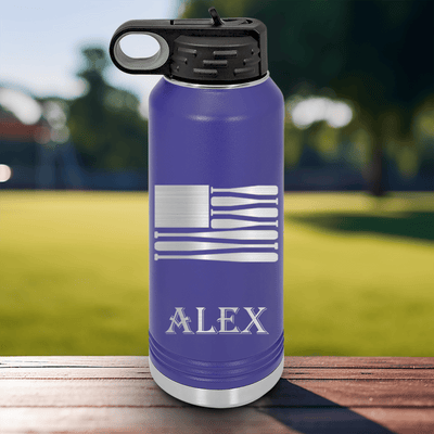 Purple Baseball Water Bottle With Star Spangled Bats Design