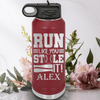 Maroon Baseball Water Bottle With Swift Baserunner Design