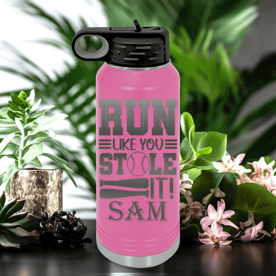 Pink Baseball Water Bottle With Swift Baserunner Design