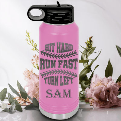 Light Purple Baseball Water Bottle With Swing For The Fences Design