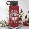 Maroon Baseball Water Bottle With Swing For The Fences Design