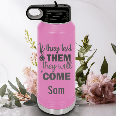Light Purple Pickleball Water Bottle With Text Pickle Design