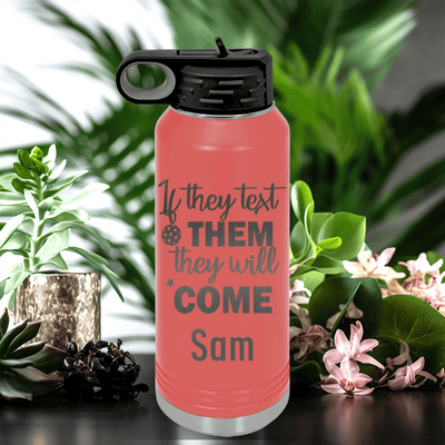 Salmon Pickleball Water Bottle With Text Pickle Design