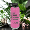 Pink Baseball Water Bottle With The Baseball Routine Design