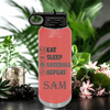 Salmon Baseball Water Bottle With The Baseball Routine Design