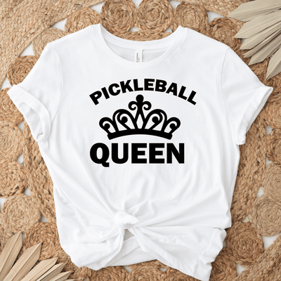 Womens White T Shirt with The-Pickleball-Queen design