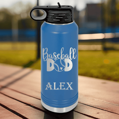 Blue Baseball Water Bottle With Ultimate Baseball Father Design
