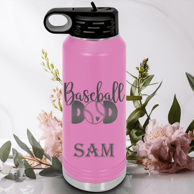 Light Purple Baseball Water Bottle With Ultimate Baseball Father Design