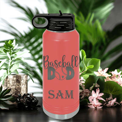 Salmon Baseball Water Bottle With Ultimate Baseball Father Design