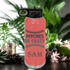 Salmon Baseball Water Bottle With Unpredictable Pitches Design