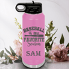 Light Purple Baseball Water Bottle With When Bats Swing Hearts Sing Design