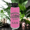 Pink Baseball Water Bottle With When Bats Swing Hearts Sing Design