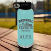 Teal Baseball Water Bottle With When Bats Swing Hearts Sing Design