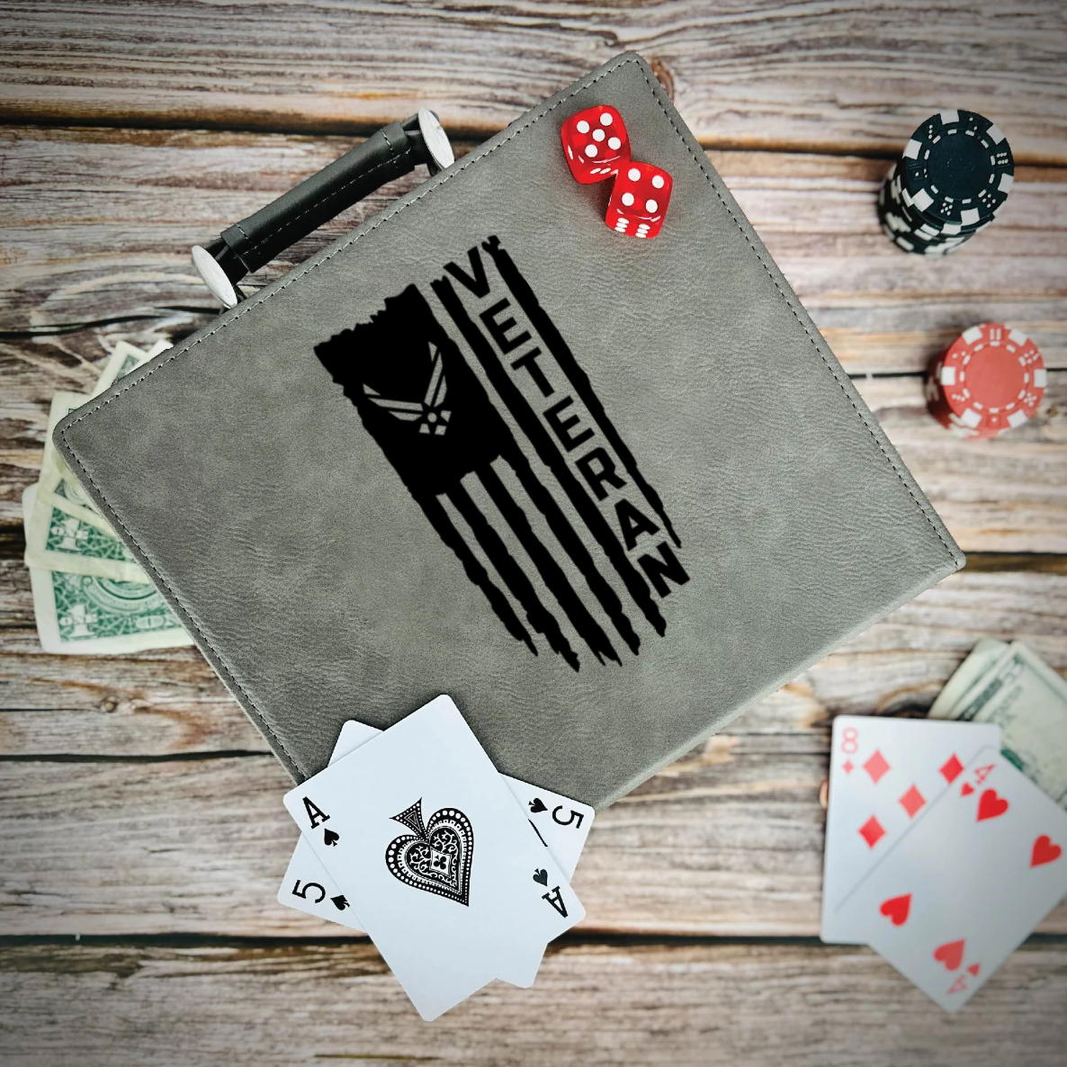 Airforce Veteran Flag Poker Gift Set