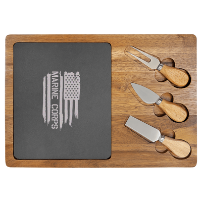 All American Marine Corps Wood Slate Serving Tray