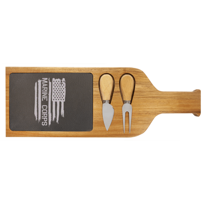 All American Marine Corps Wood Slate Serving Tray With Handle
