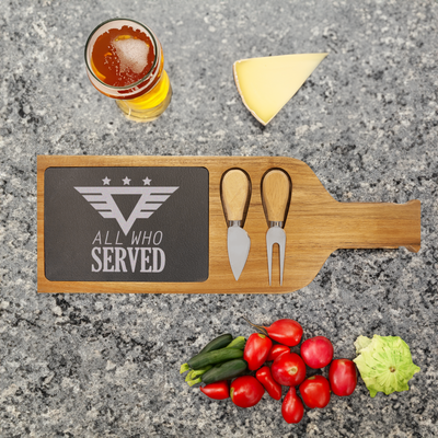 All Who served Wood Slate Serving Tray With Handle