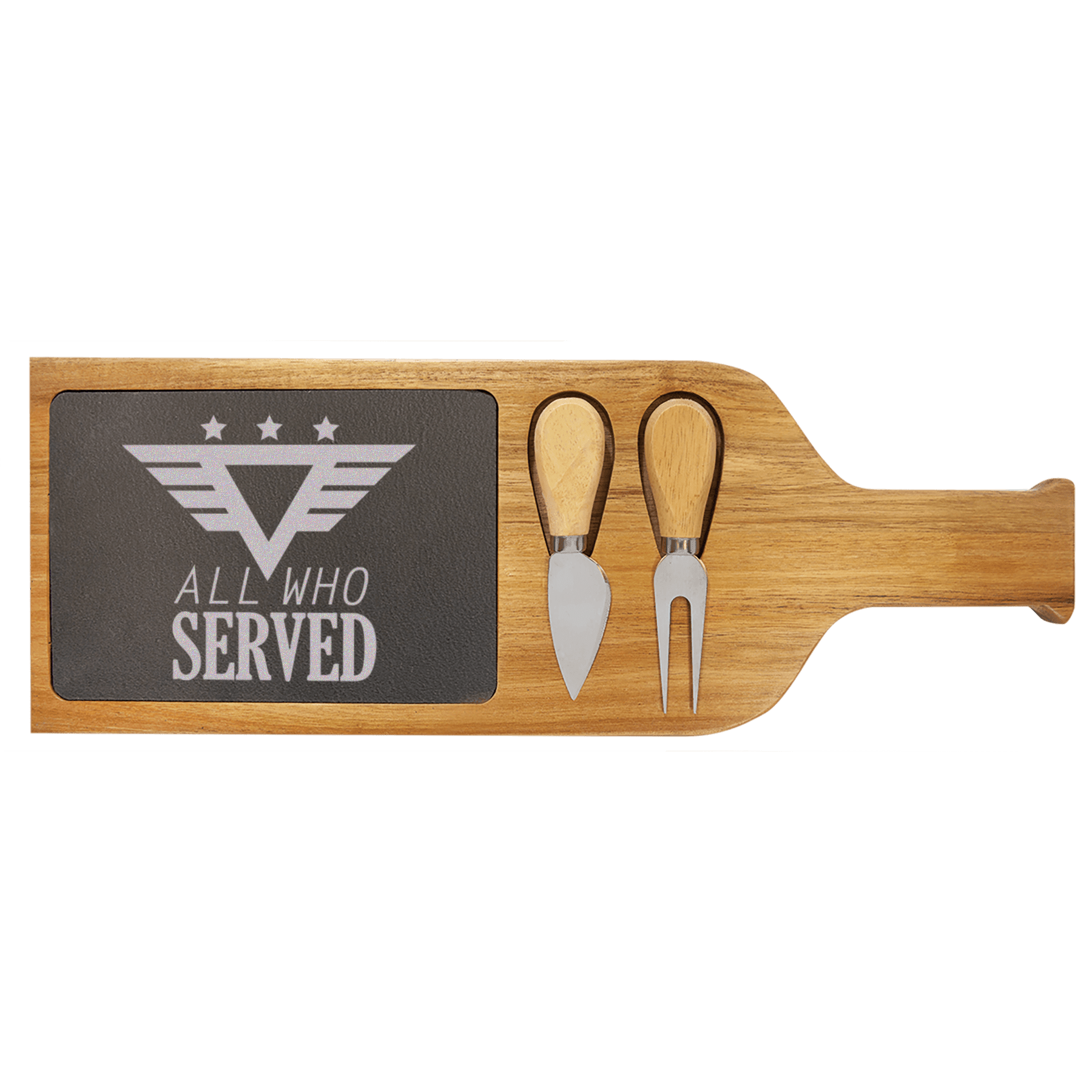 All Who served Wood Slate Serving Tray With Handle