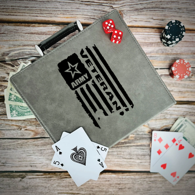 Army Veteran Flag Poker Gift Set