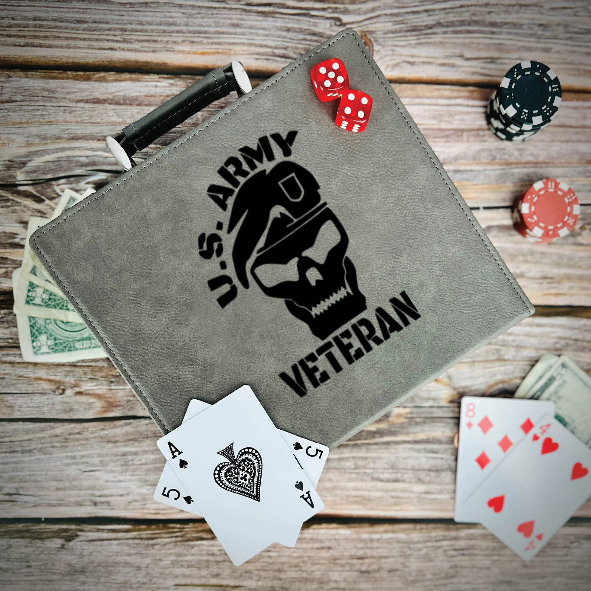 Army Veteran Skull Poker Gift Set