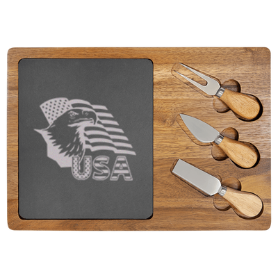 Birds Of Prey Flag Wood Slate Serving Tray