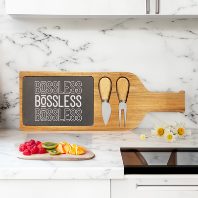 Bossless Life Wood Slate Serving Tray With Handle
