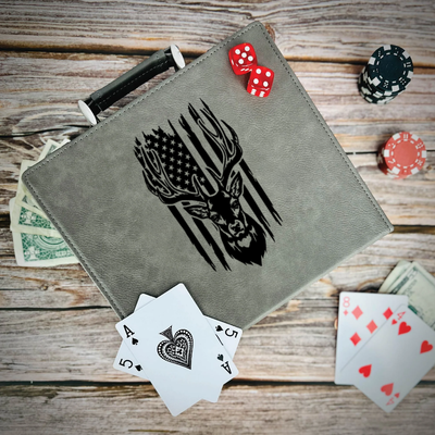 Deer Torn American Flag Poker Gift Set