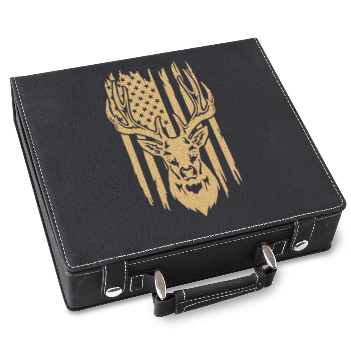 Deer Torn American Flag Poker Gift Set