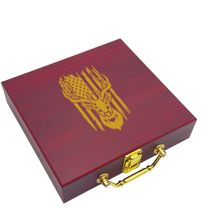 Deer Torn American Flag Poker Gift Set