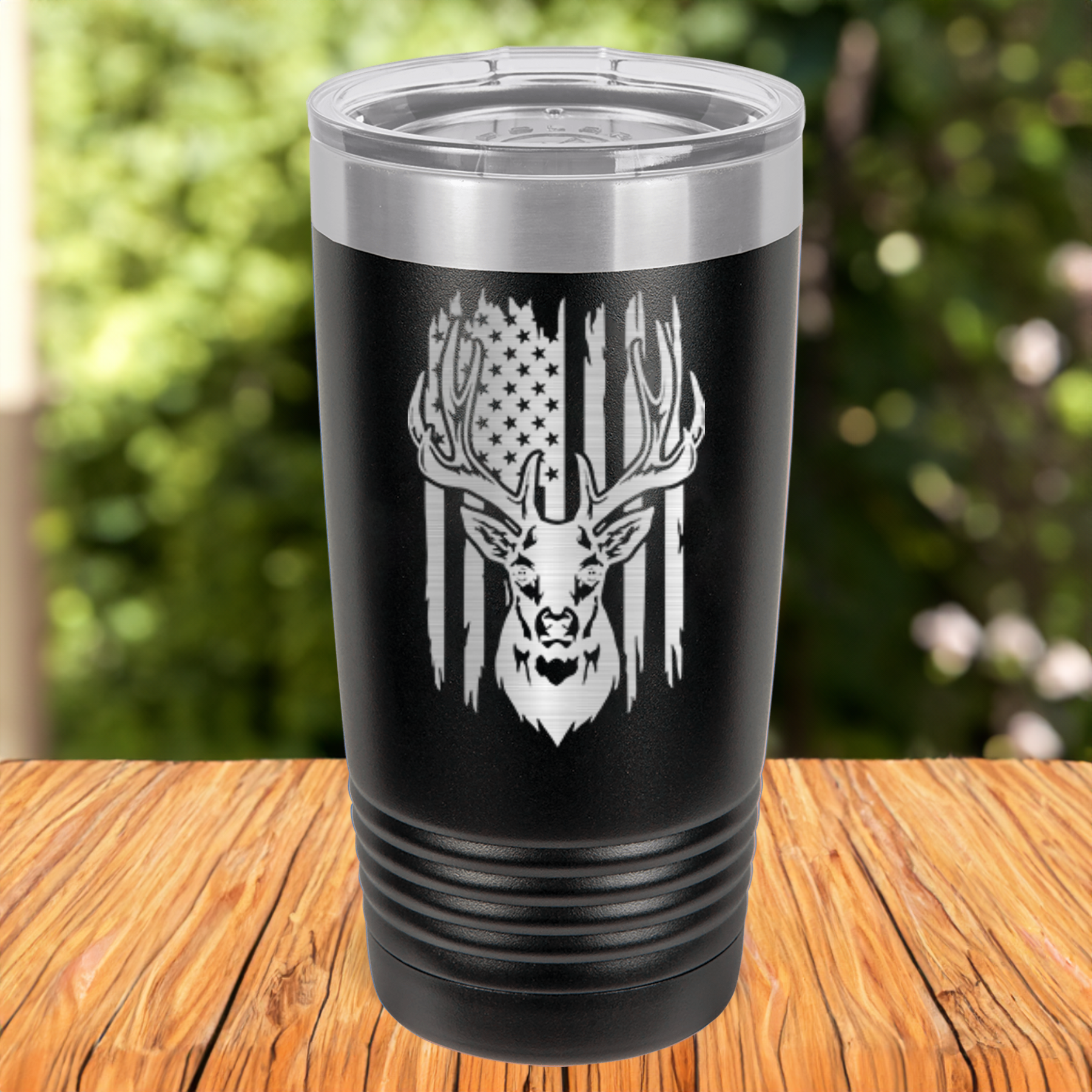 Deer Torn American Flag Tumbler