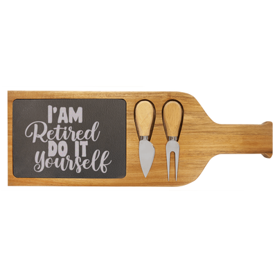 Do It Yourself Im Retired Wood Slate Serving Tray With Handle