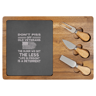 Dont Piss Off Old Veterans Wood Slate Serving Tray