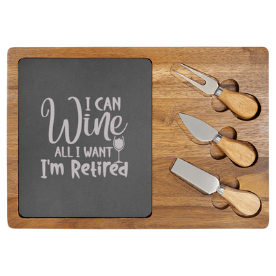 Free To Wine Wood Slate Serving Tray