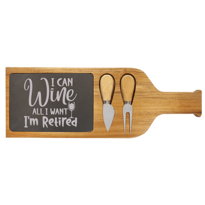 Free To Wine Wood Slate Serving Tray With Handle