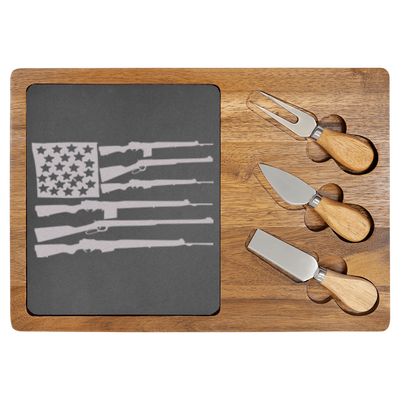 Freedom Flag Wood Slate Serving Tray