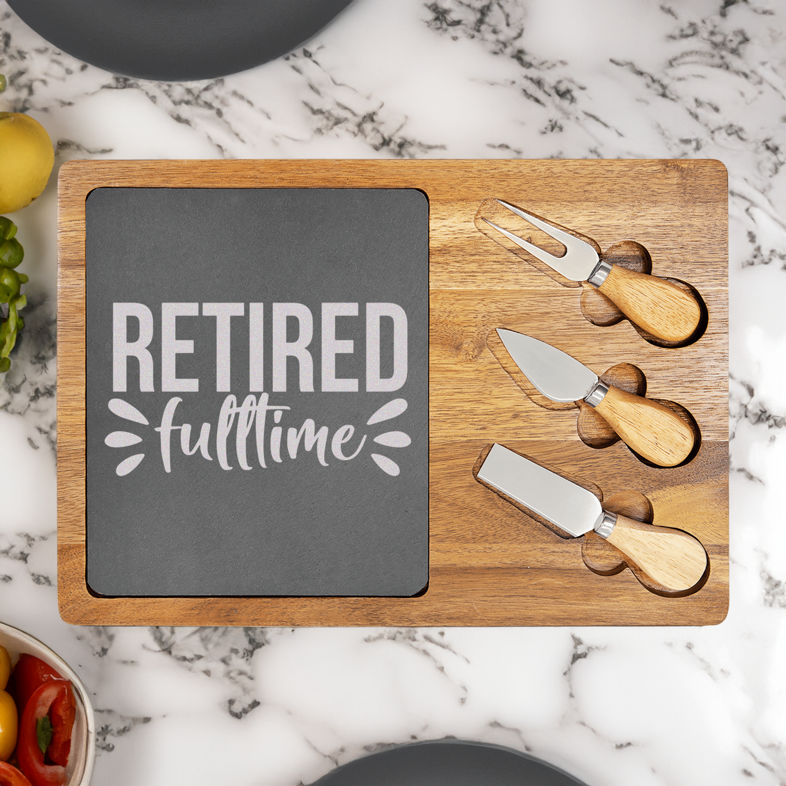 Fulltime Retired Wood Slate Serving Tray