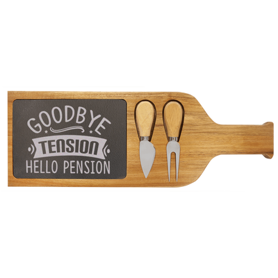 Getting Paid To Relax Wood Slate Serving Tray With Handle