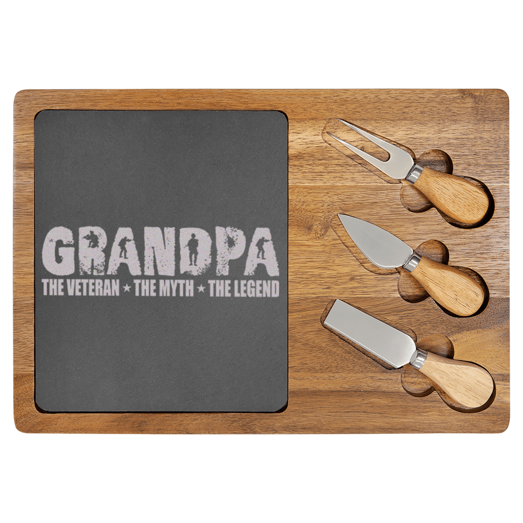 Grandpa Vet Myth Legend Wood Slate Serving Tray