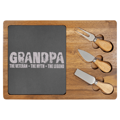 Grandpa Vet Myth Legend Wood Slate Serving Tray