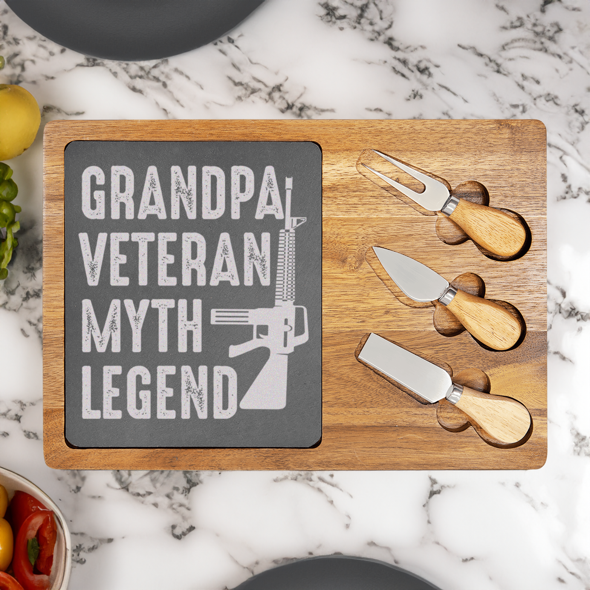 Grandpas A Legend Wood Slate Serving Tray