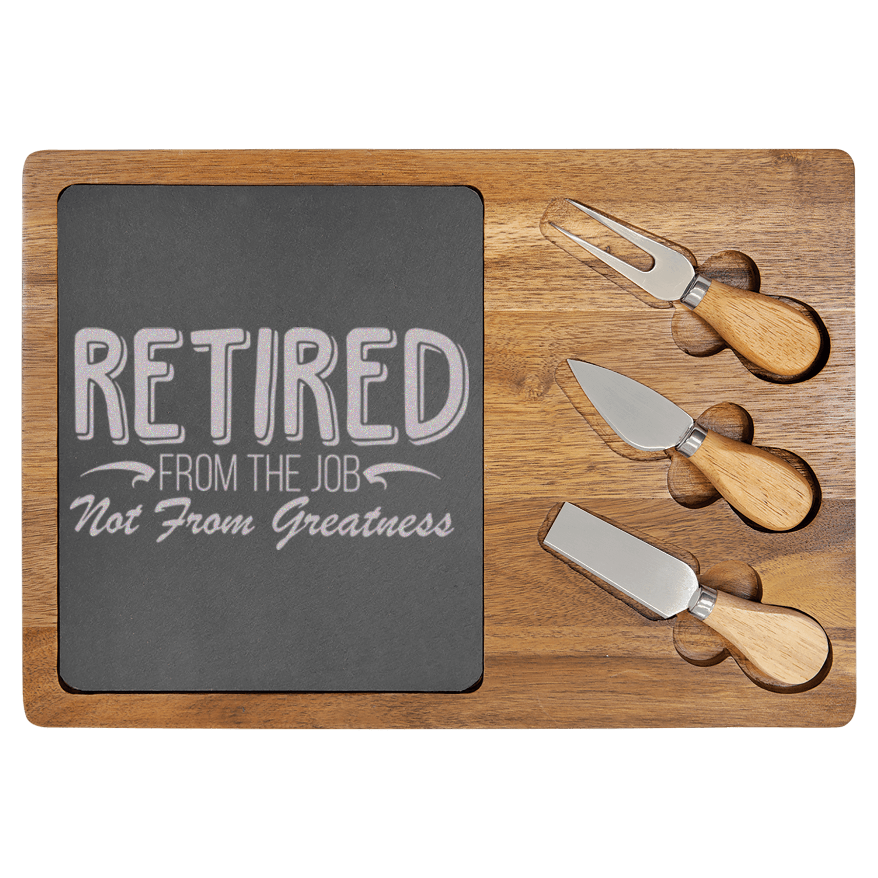 Greatness Never Retires Wood Slate Serving Tray