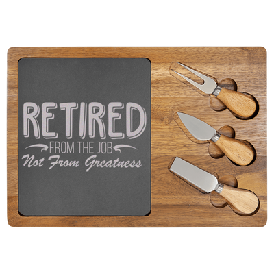 Greatness Never Retires Wood Slate Serving Tray