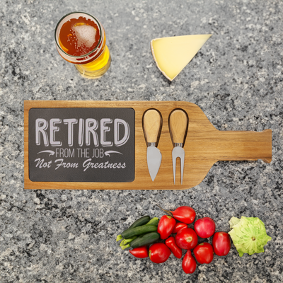 Greatness Never Retires Wood Slate Serving Tray With Handle