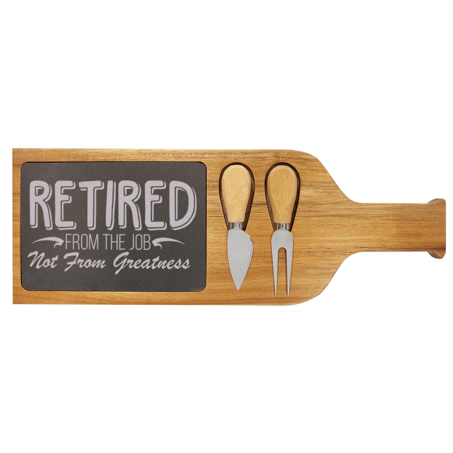 Greatness Never Retires Wood Slate Serving Tray With Handle