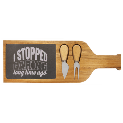 I Just Dont Care Wood Slate Serving Tray With Handle