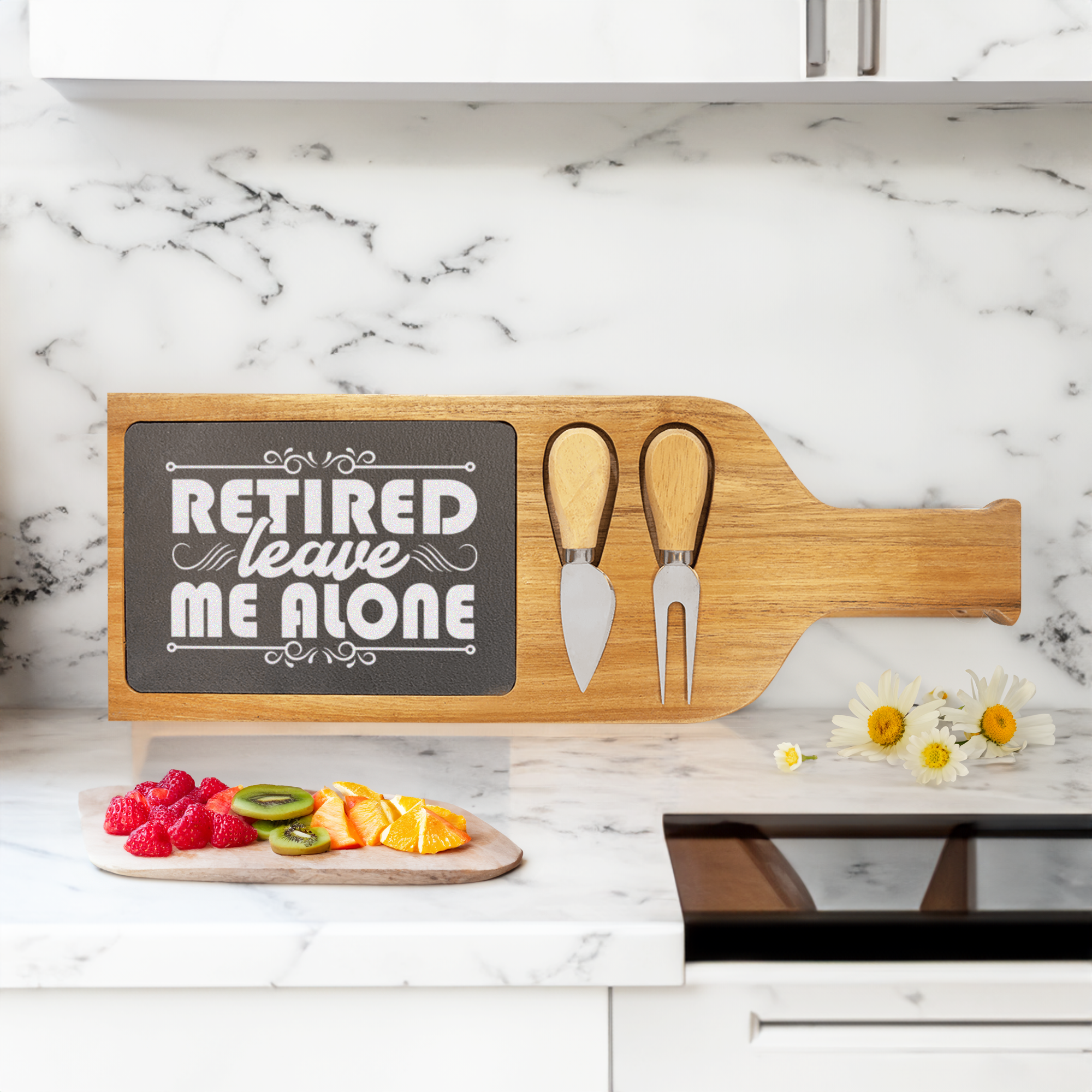 Im Retired Leave Me Alone Wood Slate Serving Tray With Handle